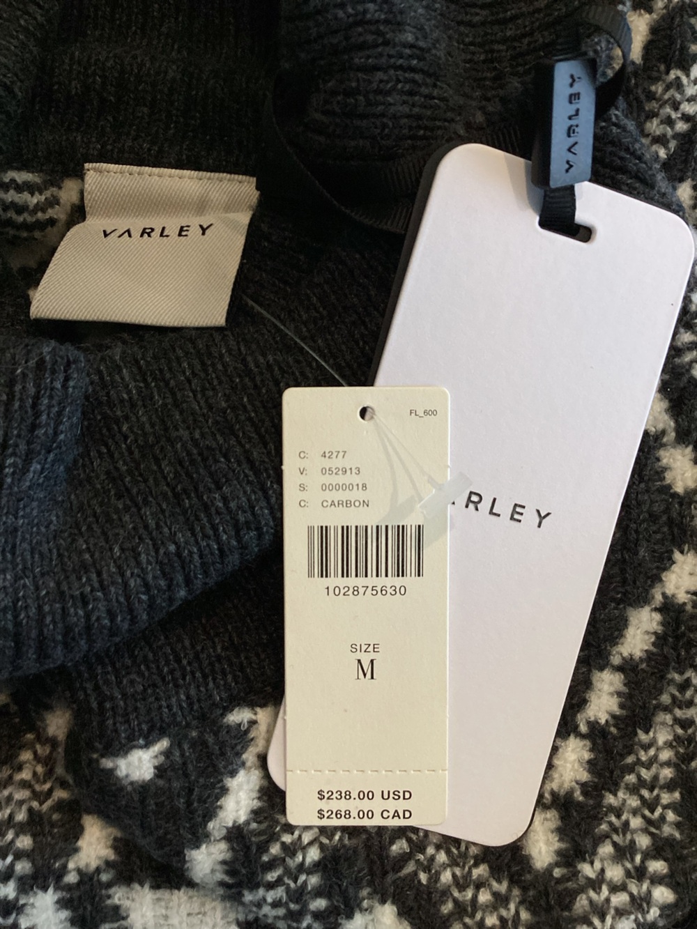 Varley Relaxed Fairisle Sweater Ida Roll Neck Knit New Medium Charcoal Grey - Picture 15 of 16
